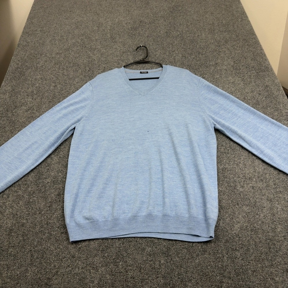 Kiton Sweater Mens XL Blue Cashmere V Neck Luxury Italian Classic Luxury